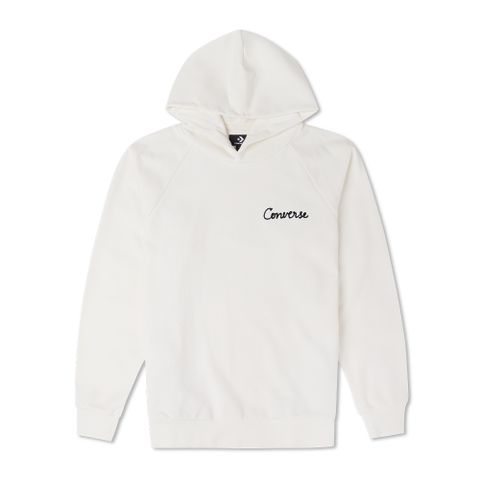 【CONVERSE】RAGLAN ELEVATED HOODIE 連帽上衣 帽T 男 白色-10024580-A04