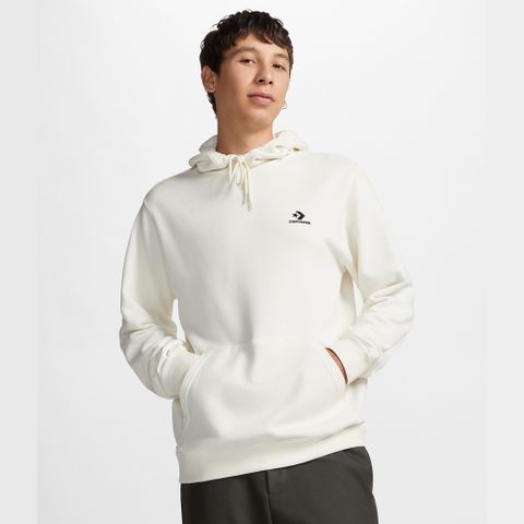 【CONVERSE】STAND FIT STAR CHEV HOODIE 連帽上衣 帽T 男女 米白-10023874-A14