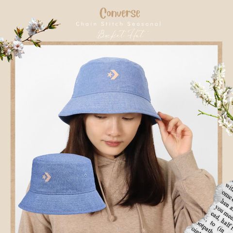 CONVERSE 帽子 Chain Stitch Seasonal Bucket Hat 男女款 藍 漁夫帽 遮陽 10024956A01