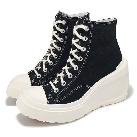 CONVERSE 匡威 休閒鞋 Chuck 70 De Luxe Wedge HI 女鞋 黑白 厚底 高跟 1970 帆布鞋 A06478C