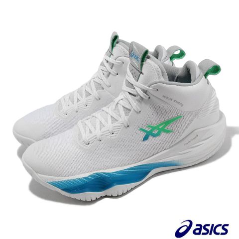 Asics 籃球鞋 Nova Surge 2 男鞋 白 藍 緩震 亞瑟士 抗扭 高筒 1061A040102