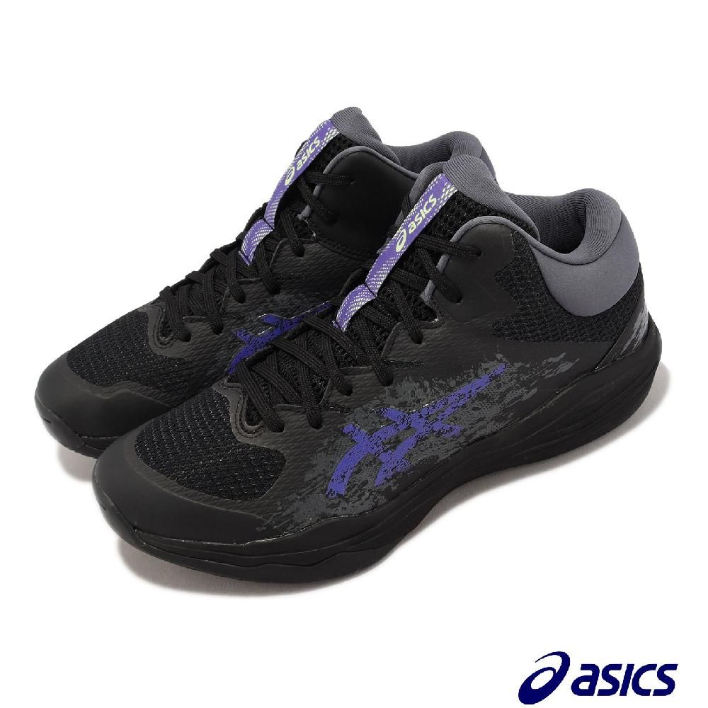 Asics 亞瑟士籃球鞋Nova Flow 2 男鞋黑紫中筒亞瑟膠穩定支撐