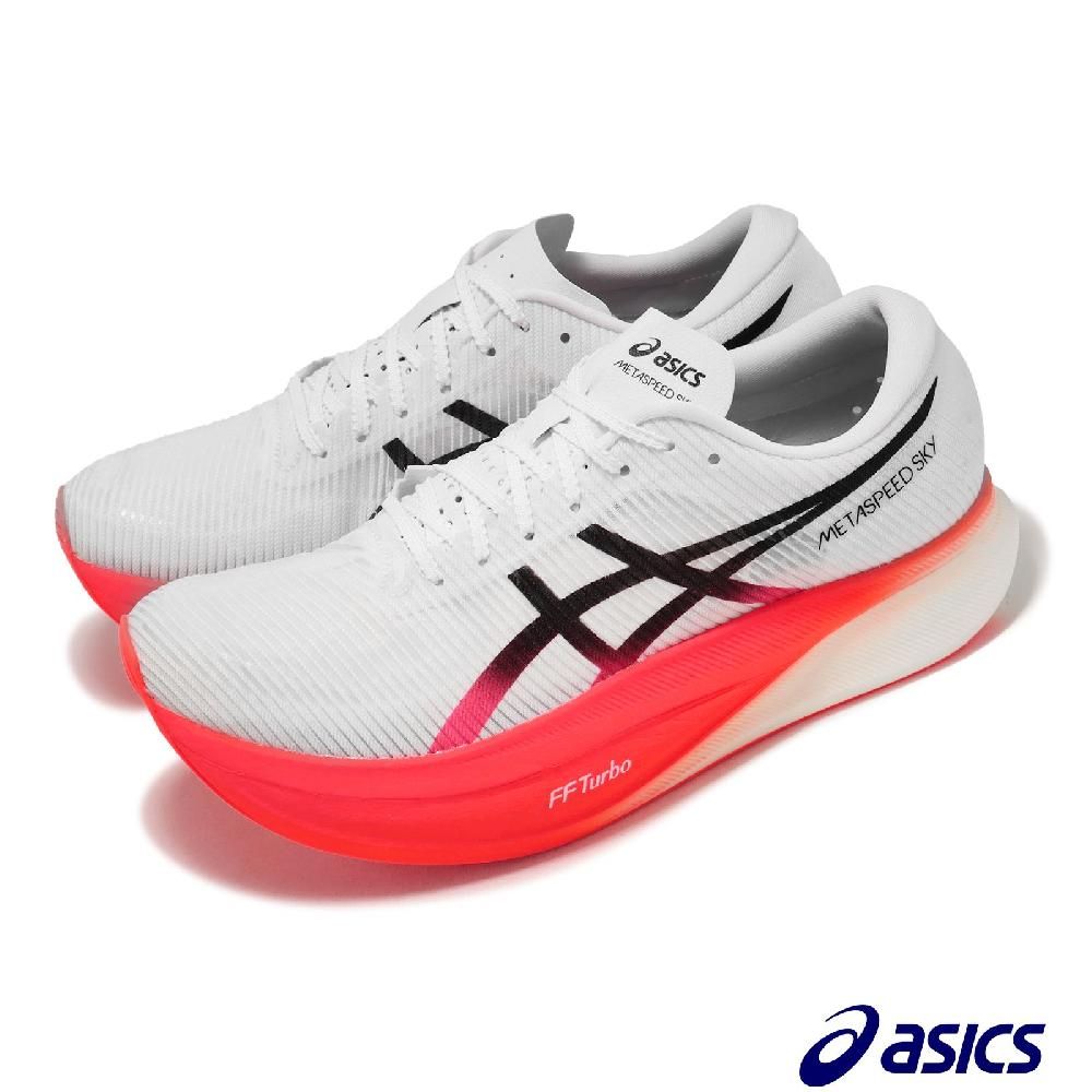 Asics 亞瑟士競速跑鞋Metaspeed Sky+ 男鞋白紅步幅型碳板厚底路跑運動