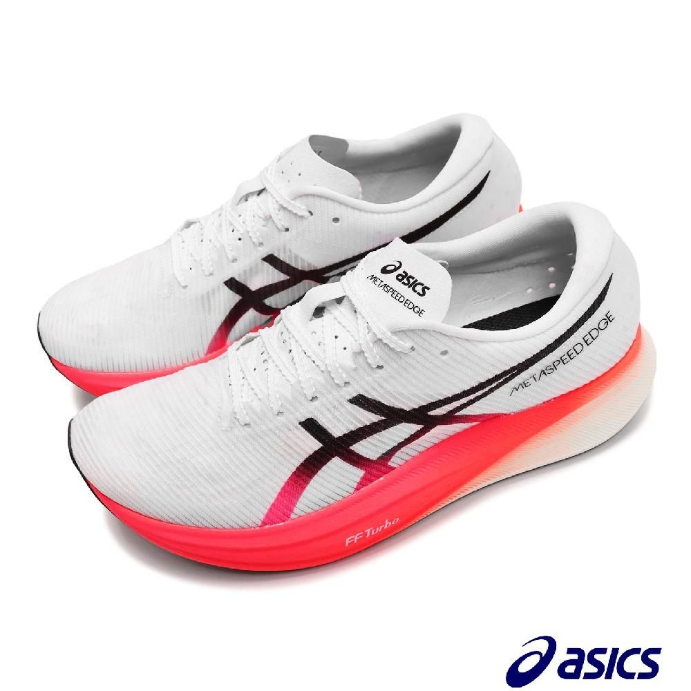 Asics 亞瑟士競速跑鞋Metaspeed Edge+ 男鞋白紅步頻型碳板厚底路跑運動