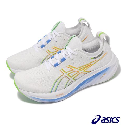 Asics 亞瑟士 慢跑鞋 GEL-Nimbus 26 男鞋 白 藍 緩震 厚底 亞瑟膠 路跑 運動鞋  1011B794100