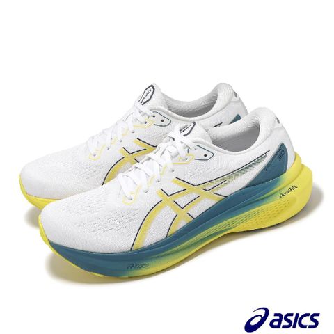 Asics 亞瑟士 慢跑鞋 GEL-Kayano 30 男鞋 白 黃 支撐 厚底 緩衝 運動鞋 1011B548101