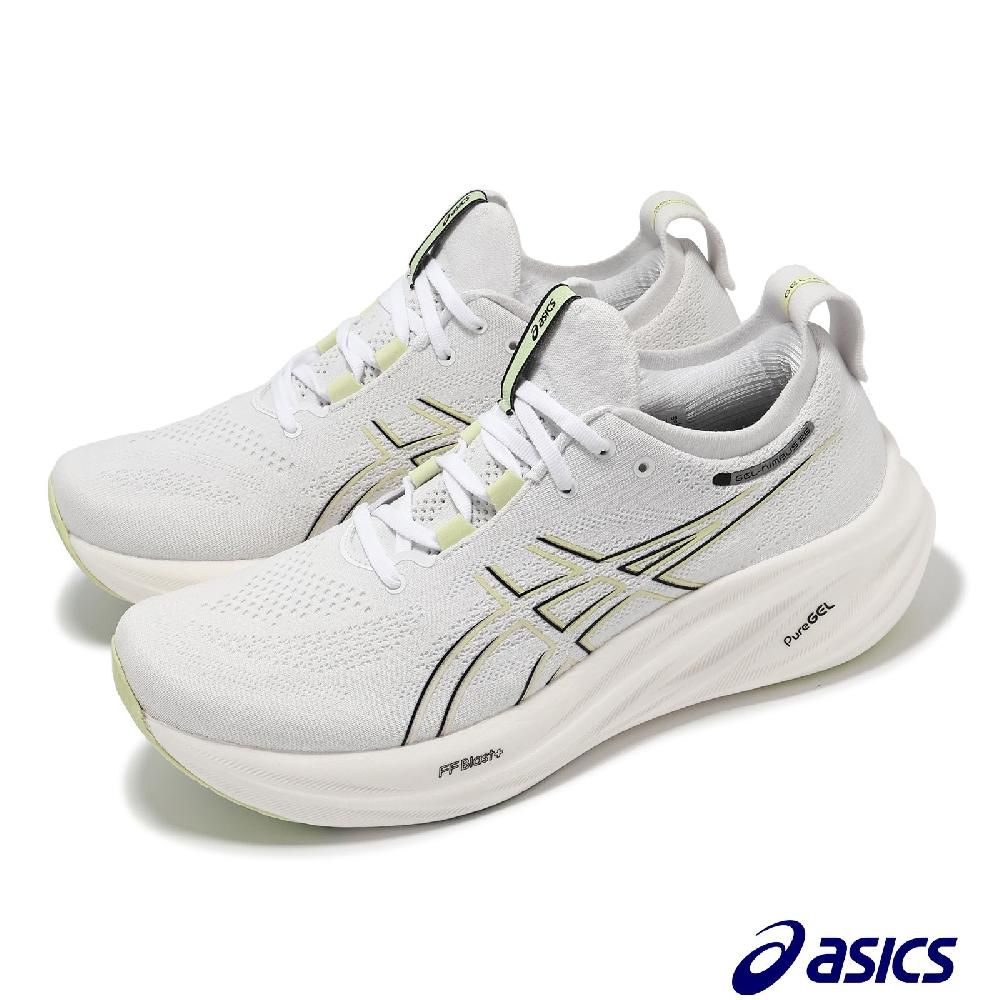 Asics 亞瑟士   慢跑鞋 GEL-Nimbus 26 男鞋 白 綠 緩衝 厚底 運動鞋 1011B794102