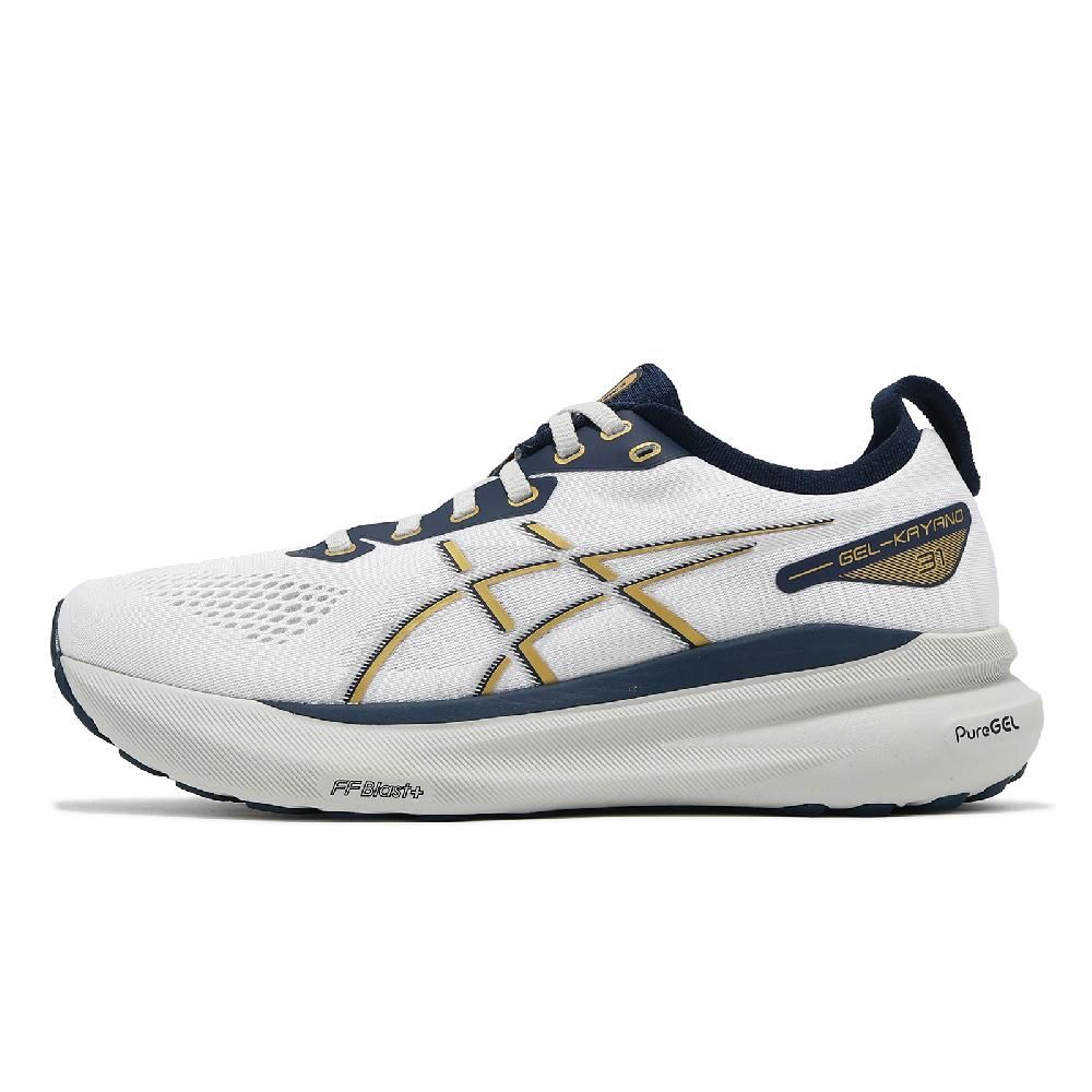 Asics 亞瑟士   慢跑鞋 GEL-Kayano 31 男鞋 白 金 藍 支撐 緩衝 厚底 運動鞋 1011B995021
