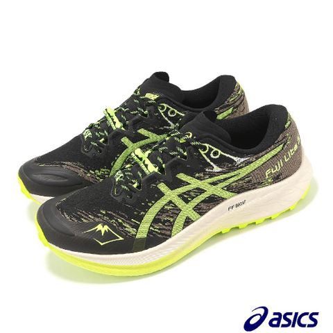 Asics 亞瑟士 越野跑鞋 Fuji Lite 5 男鞋 黑 螢光綠 回彈 抓地 戶外 運動鞋 1011B889001