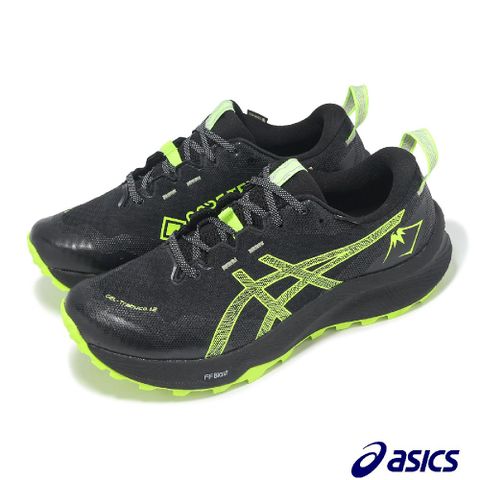 Asics 亞瑟士 Asics 亞瑟士 防水野跑鞋 GEL-Trabuco 12 GTX 男鞋 黑 綠 機能 抓地 1011B801003