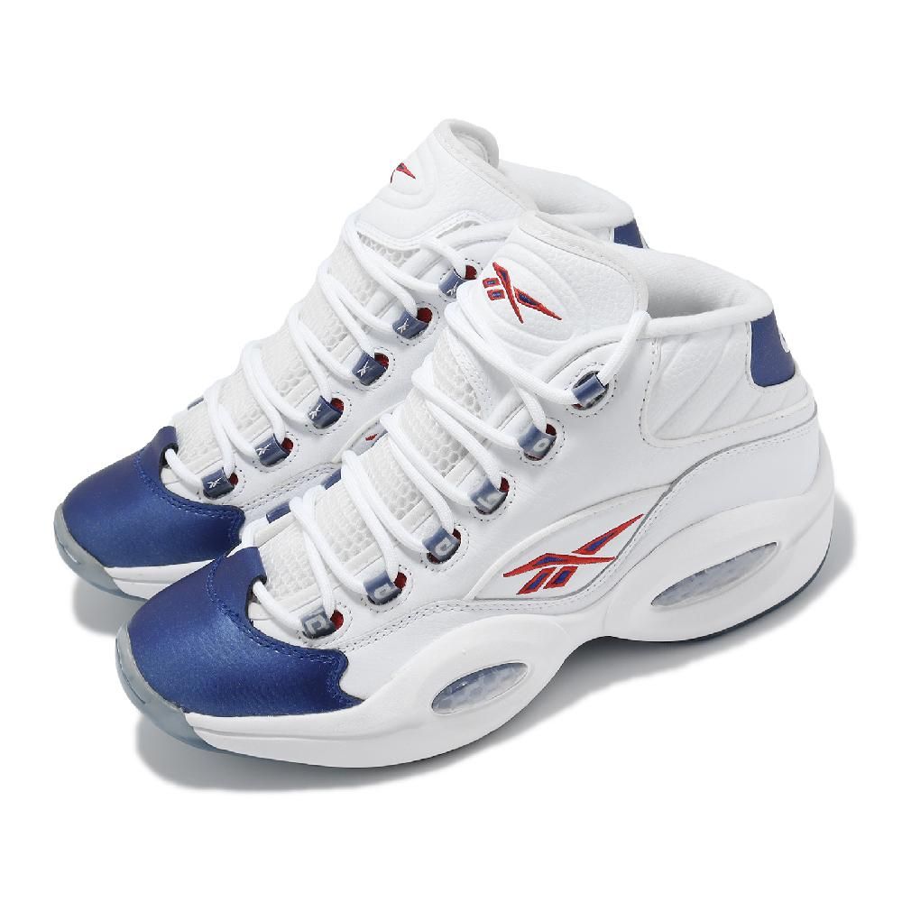 Reebok  銳跑 籃球鞋 Question Mid Blue Toe 男鞋 白 藍 緩震 Iverson 運動鞋 GX0227