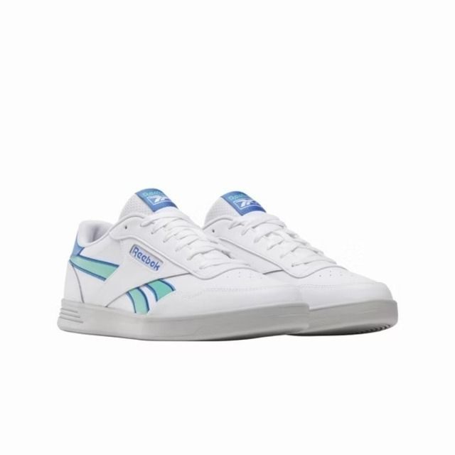 Reebok  Court Advance [100202580] 男 休閒鞋 經典 網球鞋 皮革 緩震 穿搭 白 藍綠