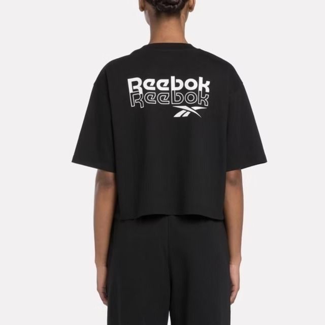 Reebok  Rie Tee [100204438] 女 短版上衣 短版T恤 運動 休閒 黑