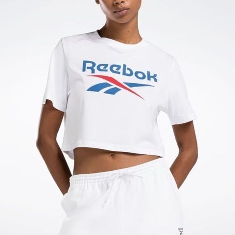 Reebok Ri Bl Crop Tee [100037592] 女 短袖 上衣 短版T恤 運動 休閒 舒適 白 藍