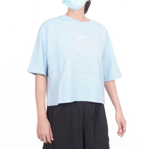 Reebok Reebok Running Graphic Tee[100204475] 女 T恤 休閒 棉質 運動 寬鬆 水藍