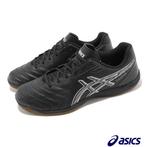 Asics 足球鞋 Calcetto WD 9 2E 寬楦 男鞋 黑 白 膠底 皮革 室內場地 運動鞋 亞瑟士 1113A037001