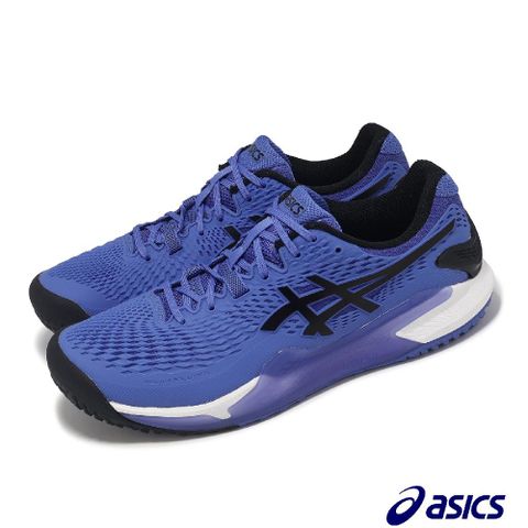 Asics 亞瑟士 網球鞋 GEL-Resolution 9 OC 2E 男鞋 黑 藍 寬楦 法網配色 運動鞋 1041A378401
