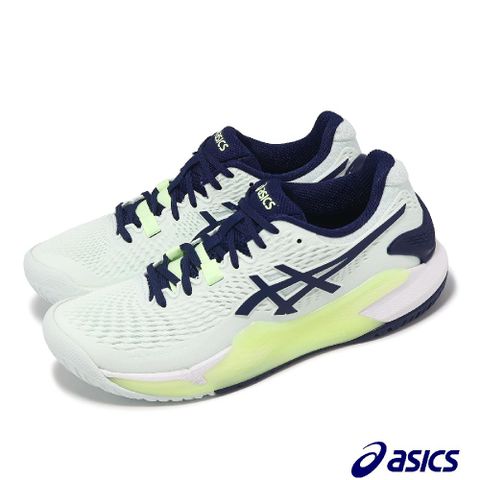 Asics 亞瑟士 網球鞋 GEL-Resolution 9 女鞋 綠 藍 法網配色 緩震 抓地 運動鞋 1042A208301