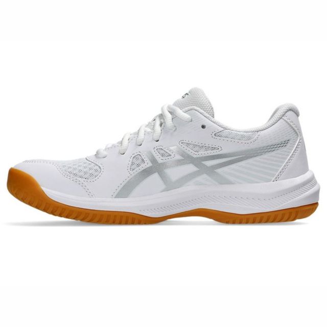 Asics 亞瑟士  Upcourt 6 [1072A107-100] 女 排球鞋 羽球鞋 運動 輕量 舒適  白 銀