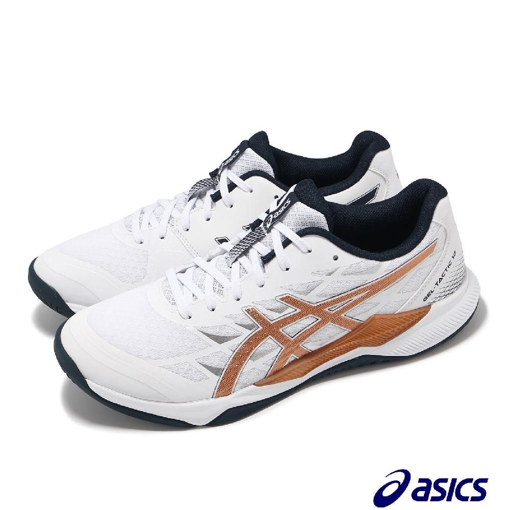 Asics 亞瑟士   排球鞋 GEL-Tactic 12 2E 男鞋 女鞋 寬楦 白橘藍 室內運動 羽排鞋 1073A071101