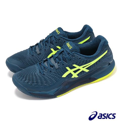 Asics 亞瑟士 網球鞋 GEL-Resolution 9 Clay 男鞋 藍 綠 美網配色 紅土大底 運動鞋 1041A375404