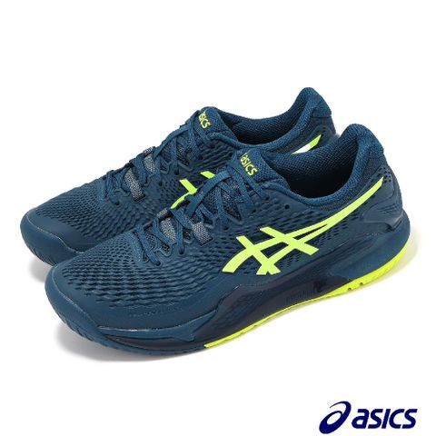 Asics 亞瑟士 網球鞋 GEL-Resolution 9 2E 男鞋 寬楦 藍綠 美網配色 運動鞋 1041A376404