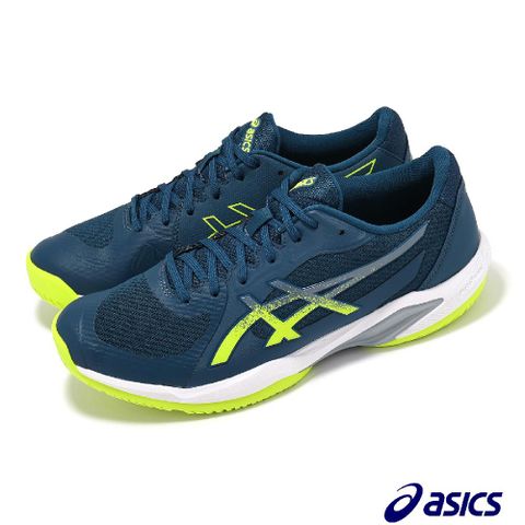 Asics 亞瑟士 網球鞋 Solution Swift FF 2 男鞋 藍 綠 美網配色 輕量 緩衝 運動鞋 1041A466400