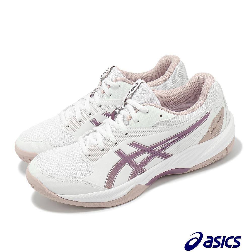 Asics 亞瑟士   排球鞋 GEL-Task 4 女鞋 白 紫 緩衝 支撐 室內運動 羽排鞋 1072A106101