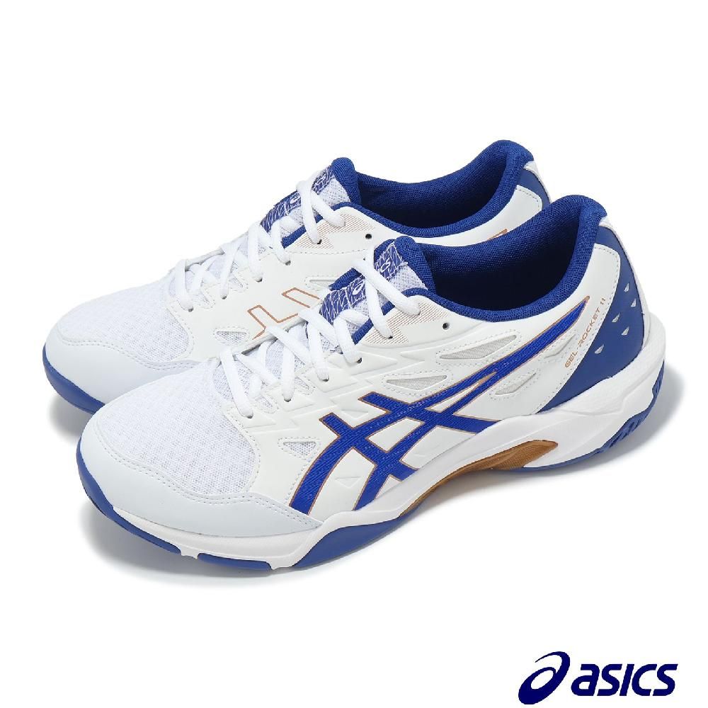 Asics 亞瑟士 Asics 亞瑟士 排球鞋 GEL-Rocket 11 2E 寬楦 男鞋 女鞋 白 藍 室內運動鞋 緩震  1073A077100