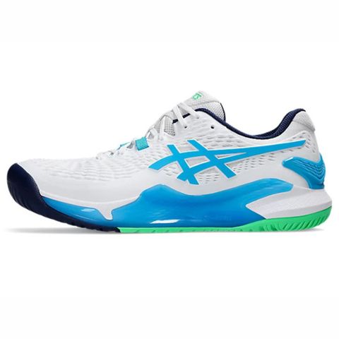 Asics 亞瑟士 Asics Gel-resolution 9 [1041A330-103] 男 網球鞋 運動 訓練 耐磨 支撐 白 藍綠