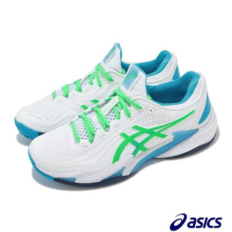 Asics 亞瑟士 Asics 亞瑟士 網球鞋 Court FF 3 男鞋 白 綠藍 亞洲大師賽 襪套 輕量 運動鞋 1041A370103