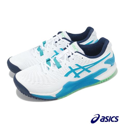 Asics 亞瑟士 Asics 亞瑟士 網球鞋 GEL-Resolution 9 OC 2E 男鞋 寬楦 白 綠 亞洲大師賽 運動鞋 1041A378103