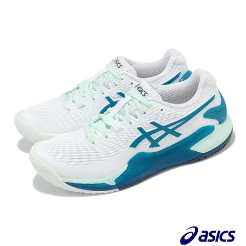 Asics 亞瑟士 Asics 亞瑟士 網球鞋 GEL-Resolution 9  女鞋 白 藍 亞洲大師賽 緩衝 抗扭 運動鞋 1042A208102