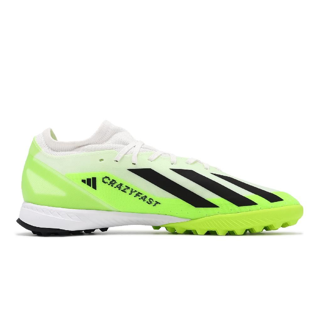 adidas 愛迪達 足球鞋 X Crazyfast.3 TF 男鞋 白 綠 針織 緩衝 抓地 人造草皮 運動鞋 ID9337
