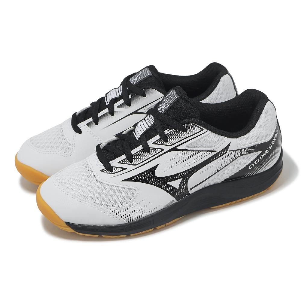 MIZUNO 美津濃 排球鞋 Cyclone Speed 5 女鞋 白 黑 膠底 入門款 室內運動 羽排鞋 V1GC2581-61