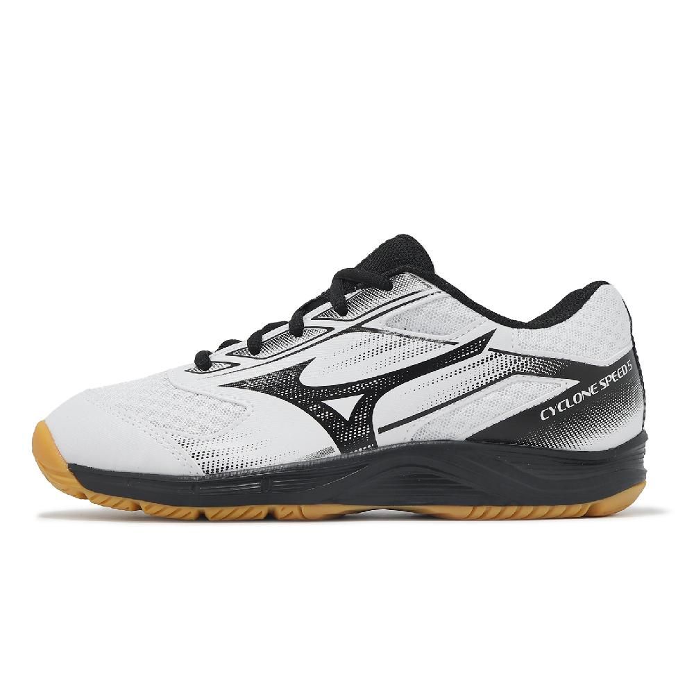 MIZUNO 美津濃 排球鞋 Cyclone Speed 5 女鞋 白 黑 膠底 入門款 室內運動 羽排鞋 V1GC2581-61