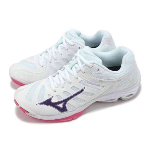 排球鞋 Wave Voltage 2 女鞋 白紫 波浪片 室內運動 羽排鞋 V1GC2460-20