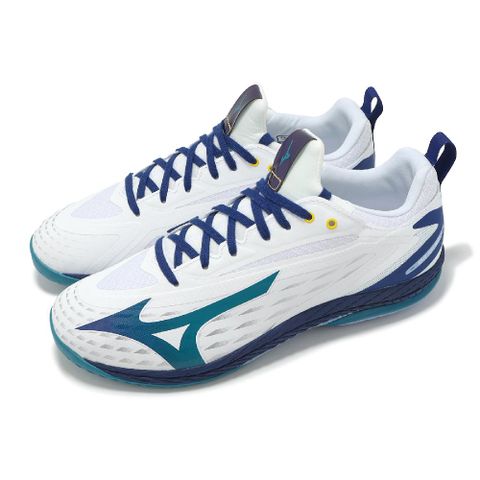 MIZUNO 美津濃 桌球鞋 Wave Drive Neo 4 男鞋 女鞋 白 藍 止滑 抓地 運動鞋 81GA2500-02