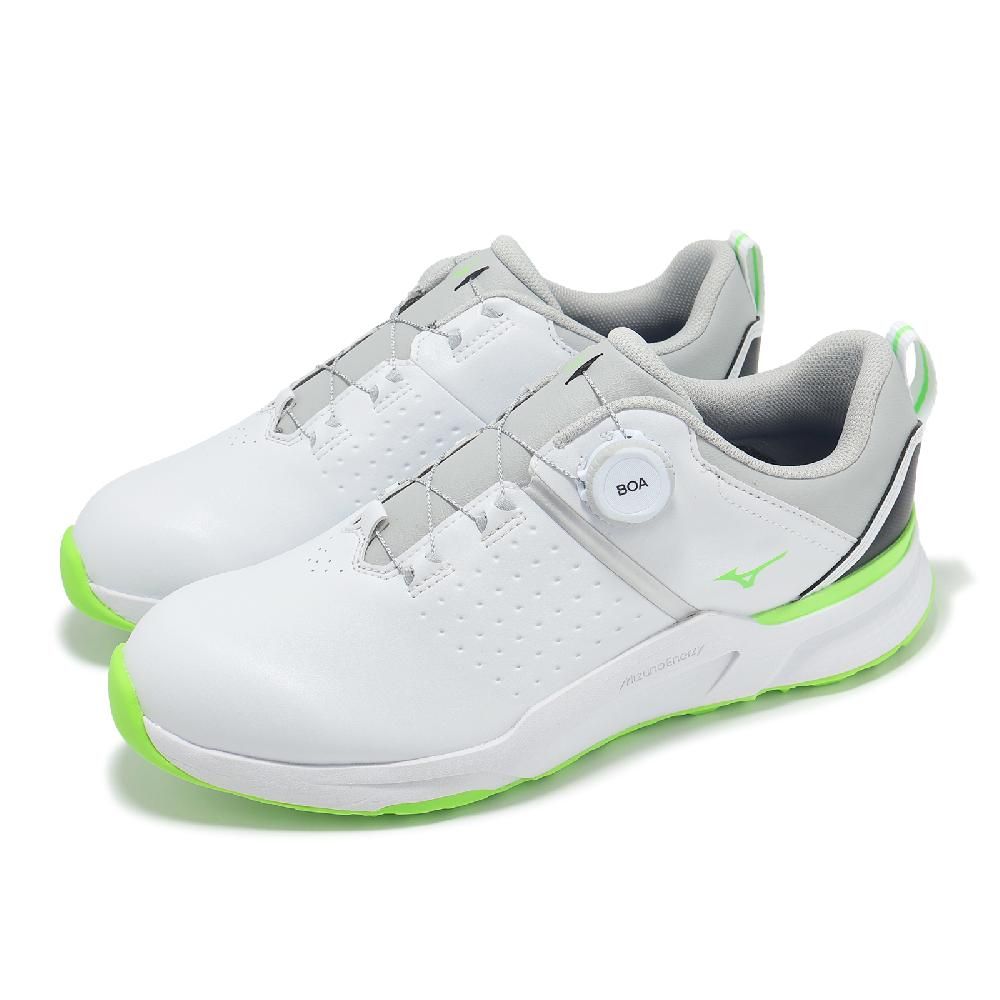 MIZUNO 美津濃 高爾夫球鞋 Hazard Enerzy Boa 4E 男鞋 超寬楦 白 綠 防水鞋面 旋鈕 51GQ2501-37