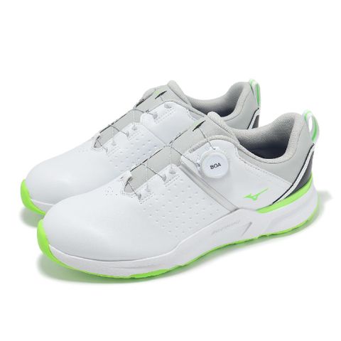 MIZUNO 美津濃 高爾夫球鞋 Hazard Enerzy Boa 4E 男鞋 超寬楦 白 綠 防水鞋面 旋鈕 51GQ2501-37