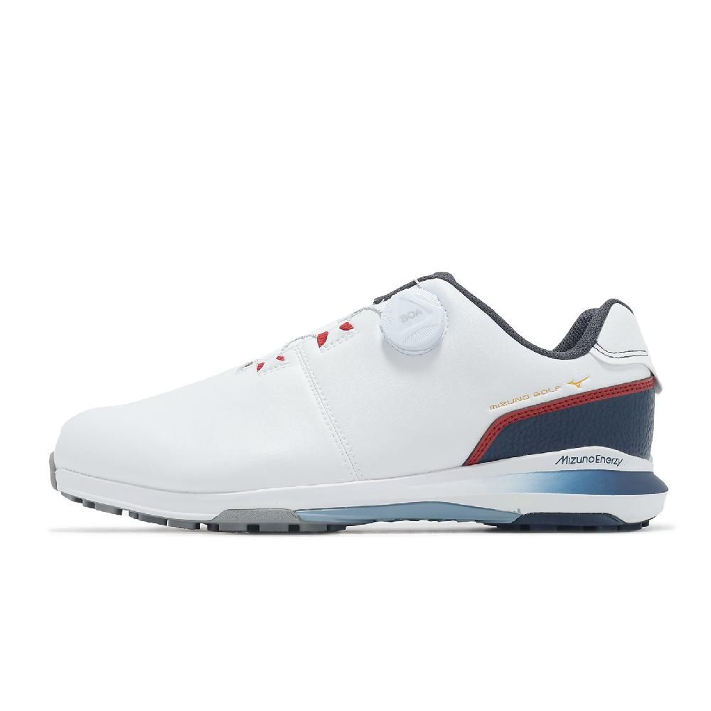 MIZUNO 美津濃 高爾夫球鞋 Nexlite Enerzy Boa 4E 男鞋 寬楦 白 紅 輕量 旋鈕 51GQ2450-62