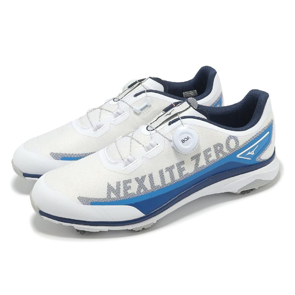 MIZUNO 美津濃 高爾夫球鞋 Nexlite Zero IG Boa 3E 男鞋 寬楦 白 藍 旋鈕 輕量 51GM2380-18
