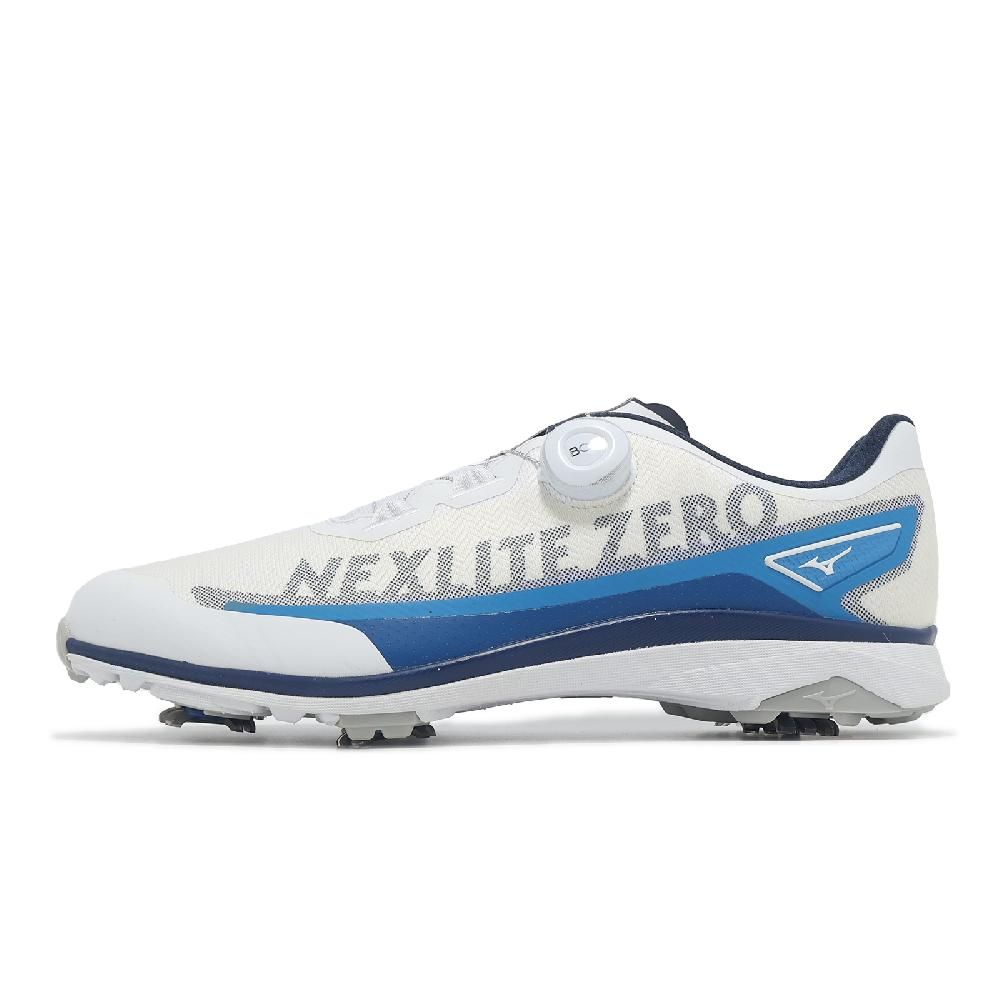 MIZUNO 美津濃 高爾夫球鞋 Nexlite Zero IG Boa 3E 男鞋 寬楦 白 藍 旋鈕 輕量 51GM2380-18