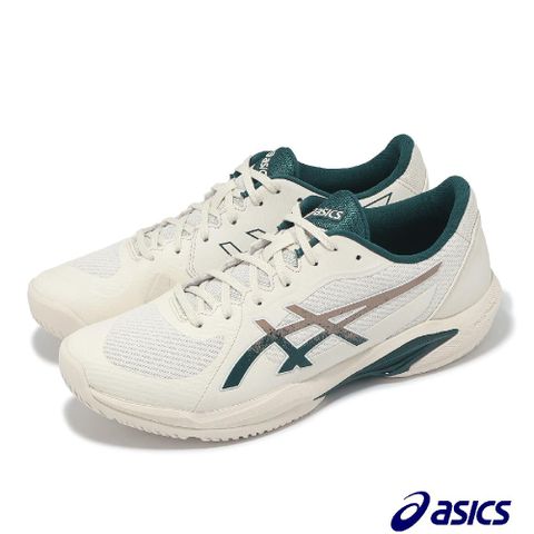 Asics 亞瑟士 網球鞋 Solution Swift FF 2 男鞋 米白 綠 法網 輕量 緩衝 運動鞋 1041A466200