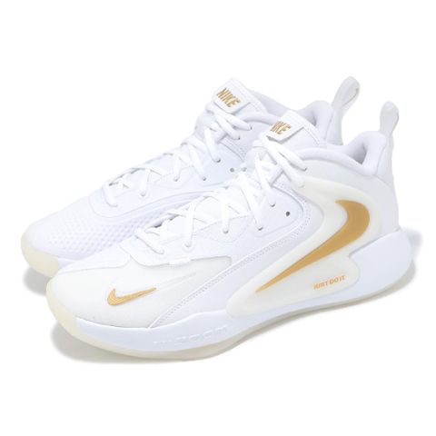 排球鞋 Zoom Hyperset 2 男鞋 白 金 緩震 羽排鞋 室內運動 FQ7070-104
