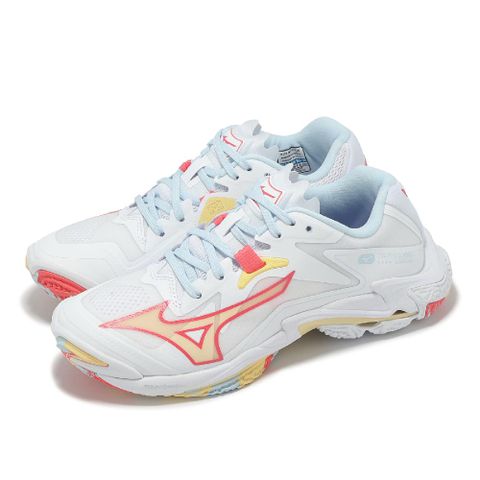 排球鞋 Wave Lightning Z8 女鞋 白 彩 包覆 避震 室內運動 羽排鞋 美津濃 V1GC2400-30