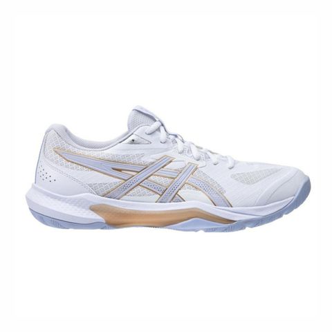 Asics GEL-Tactic 13 2E [1073A084-102] 女 排球鞋 寬楦 穩定 包覆 回彈 白 金