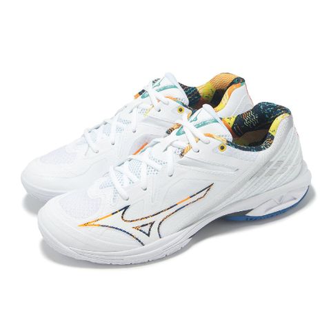 羽球鞋 Wave Claw 3 寬楦 男鞋 女鞋 白 橘 止滑 室內運動 羽排鞋 美津濃 71GA2443-33