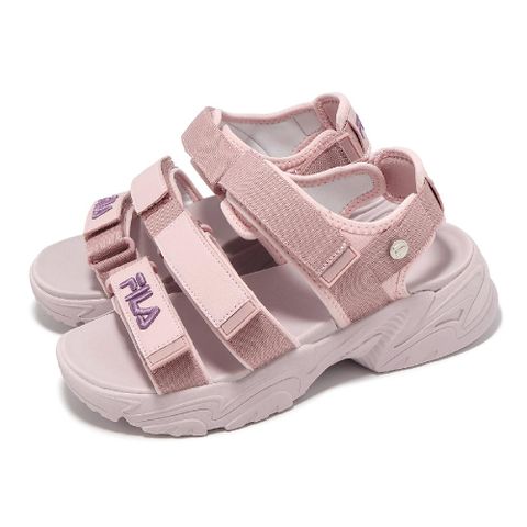 Fila 斐樂 涼鞋 Tapered Sandals 女鞋 粉 魔鬼氈 抓地 厚底增高 涼拖鞋 5S316Y512