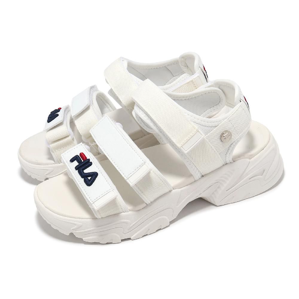 Fila  斐樂 涼鞋 Tapered Sandals 女鞋 白 藍 魔鬼氈 抓地 厚底增高 涼拖鞋 5S316Y132